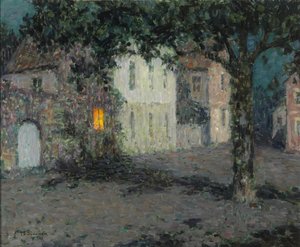 Maanverlichte stadsplein in Cherbourg, ca. 1934
