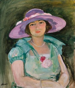 Portret van Marthe Lebasque in een Paarse Hoed door Henri Lebasque
