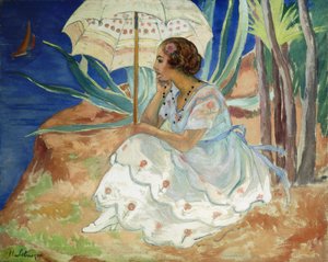 Jonge vrouw met een paraplu, Saint Maxime, c.1918