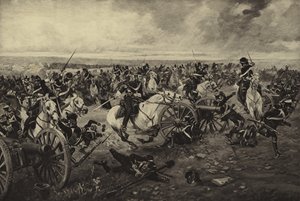 Slag bij Waterloo, 1815 (gravure)