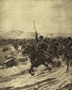 Charge van de Lichte Brigade, Slag bij Balaclava, 1854 (gravure)