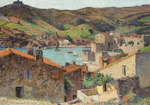 Het dorp Collioure met uitzicht op de haven