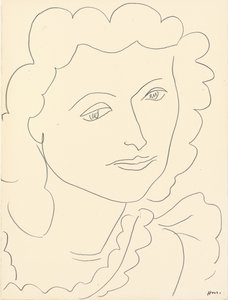 Groot hoofd (Lucienne) (potlood op papier) door Henri Matisse
