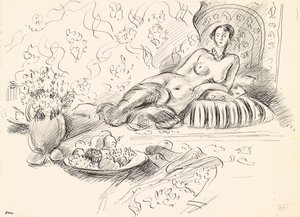 Liegende Odaliske II, c.1927 (pen en inkt op papier) door Henri Matisse