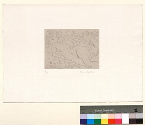Naakt, interieur met bloemen