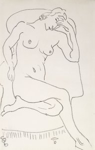 Naakte vrouw in een leunstoel, c.1922-24 (potlood op papier) door Henri Matisse