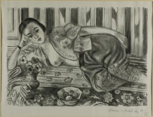 Odalisque in rood satijnen pantalon door Henri Matisse