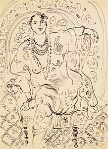 Odaliske met bloemrijke achtergrond door Henri Matisse