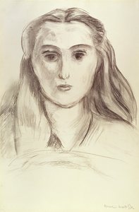 Portret van een jonge vrouw met opgestoken haar (L.N. Delektorskaya) door Henri Matisse