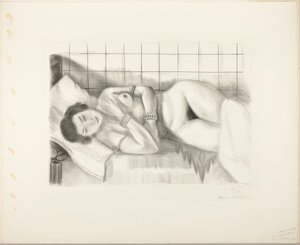 Slapend naakt, haar knieën bedekt door een sjaal door Henri Matisse