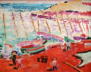 Het rode strand, Collioure, zomer 1905 (olieverf op doek) door Henri Matisse