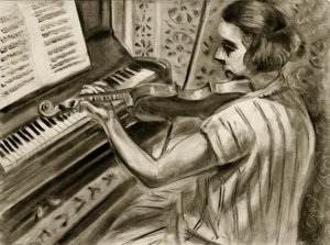 Een jonge violist voor een piano door Henri Matisse