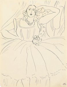 Vrouw in avondjurk (pen en inkt op papier) door Henri Matisse