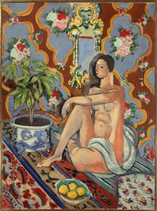 figuur decoratief in een decoratieve achtergrond 1925 (olieverf op doek )