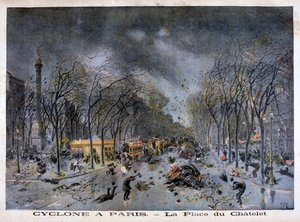 Een cycloon in Parijs, Place du Châtelet, 1896