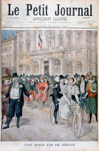 Een bruiloft op een fiets, Frankrijk, 1897 door Henri Meyer