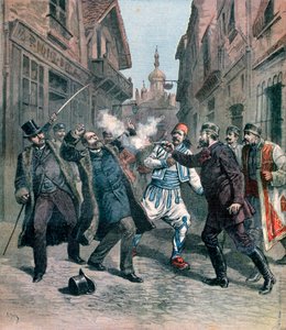 Moord op M. Beltchef in aanwezigheid van de heer Stambouloff, Bulgarije, 1891