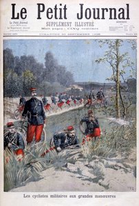 Franse fietsbrigade op militaire manoeuvres, 1896