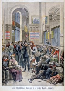 Italiaanse emigranten op het Gare Saint-Lazare, Parijs, 1896