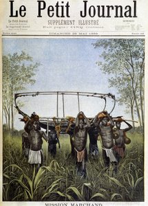 Missie Marchand: een doorsnede van de stoomboot Faidharbe in de savanne van het centrale plateau, van de Congo naar de Nijl (tekening door Henri Meyer van een foto door commandant Marchand) - in 