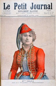 Mlle Delna, die een vivandière portretteert in de komische opera La Vivandière door Henri Meyer