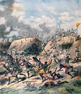 De Franse aanval op Kana, Dahomey, Afrika door Henri Meyer
