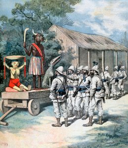 Het idool van oorlog, Kana, Dahomey, Afrika, 1892 door Henri Meyer