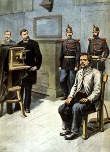 Het begin van antropometrische fotografie, ca. 1895 (illustratie)