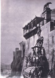 De ganzen die Rome redden, uit MacMillan schoolposters, c.1950-60s door Henri Paul Motte