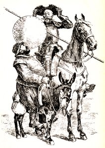 Don Quichotte op zijn paard, naast Sancho op zijn ezel door Henri Pille