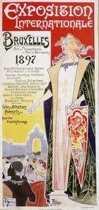 Poster van de Brusselse Internationale Tentoonstelling 1897 door Henri Privat Antoine Theodore Livemont (soms genoemd Privat-Livemont) (1861-1936)