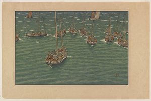 Boten voor anker in Tréboul, plaat 5 uit, "Le Beau Pays de Bretagne" door Henri Rivière