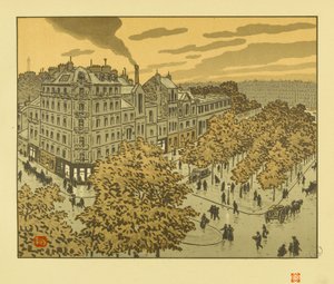 Vanaf de boulevard de Clichy [De zesendertig gezichten op de Eiffeltoren] door Henri Rivière