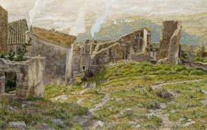 Oud kasteel van Bormes les Mimosas door Henri Rivière