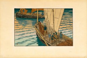 Vertrek van sardinevissers in Tréboul door Henri Rivière