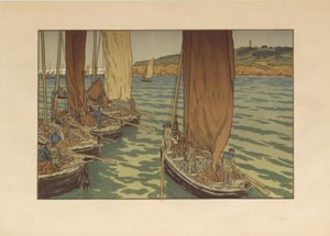 Vertrek van de boten in Tréboul