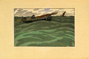 Vissers op Zee (Loguivy) door Henri Rivière