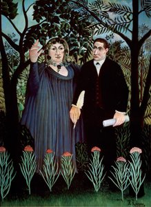 De Dichter en zijn Muze. Portret van Guillaume Apollinaire en Marie Laurencin, 1909 door Henri Rousseau