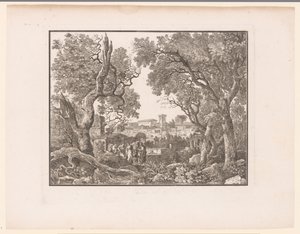 Landschap met een stad op de achtergrond door Henri Thomann