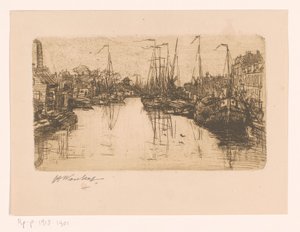 Stadsgracht door Henri Wouters (signed by artist)