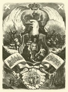 Soldaten en uniformen van het Poolse leger tijdens de opstand van 1863-1864 tegen de Russische overheersing (gravure) door Henri de (after) Montaut