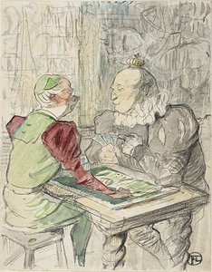 Het kaartspel van de koning, kopie, na 1895 door Henri de (after) Toulouse Lautrec