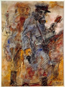Eerste Wereldoorlog: Grenadier (granaatwerper) - Tekening door Henri de Groux (Henry de Groux) (1866/1867-1930)