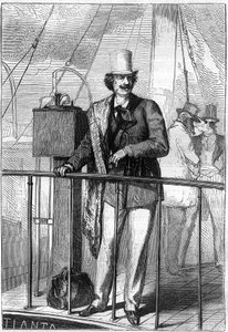 Illustratie van het boek "Van de aarde naar de maan" door Jules Verne, Hetzel editie door Henri de Montaut