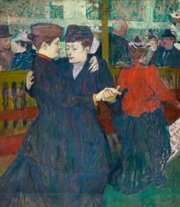 Bij de Moulin Rouge Twee Vrouwen aan het Walsen door Henri de Toulouse Lautrec