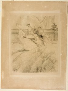 In bed door Henri de Toulouse-Lautrec