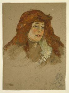 Mme Lili Grenier (recto); Landschap met kerk (verso) door Henri de Toulouse-Lautrec