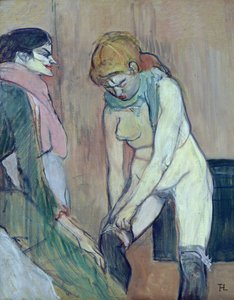 Vrouw die haar Kous Aantrekt, of Vrouw des Huizes door Henri de Toulouse Lautrec