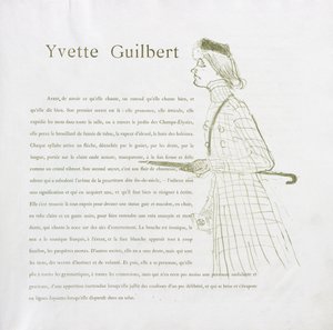 Yvette Guilbert - Franse Serie: Nr. 1 door Henri de Toulouse-Lautrec