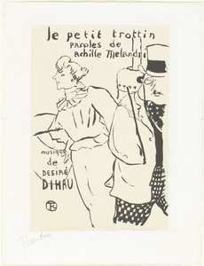 Vrouw als loopmeisje en man met hoed door Henri de Toulouse Lautrec (signed by artist)